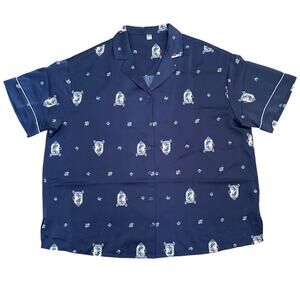 UNIQLO x Disney Snow White Camp Collar Shirt Blue Print Size L Button Up